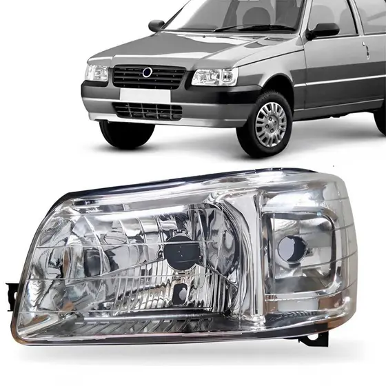 Farol Fiat Uno Mille Fire Economy Fiorino Cromado 2004/2012 - LIGHTWAY