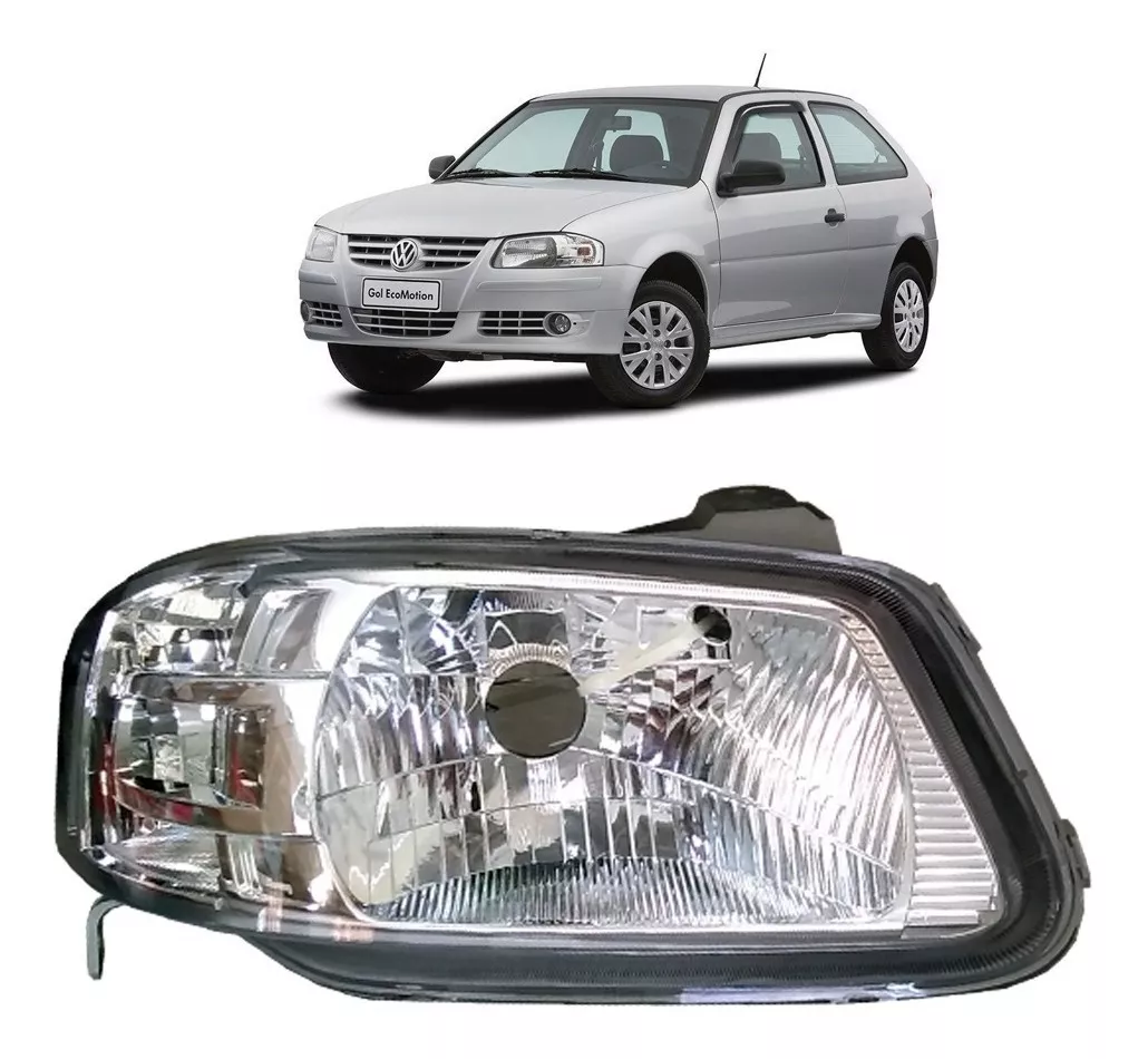 Farol VW Gol Parati Saveiro G4 05/ Máscara Cromada
