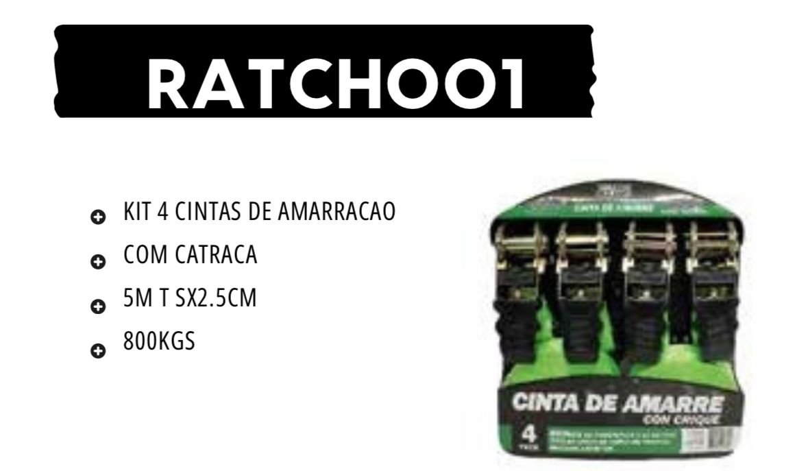 KIT 4 CINTAS DE AMARRACAO COM CATRACA